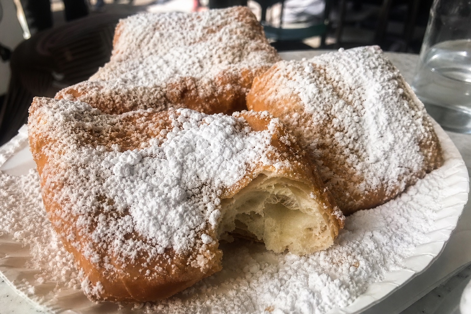 Beignets with powdered sugar