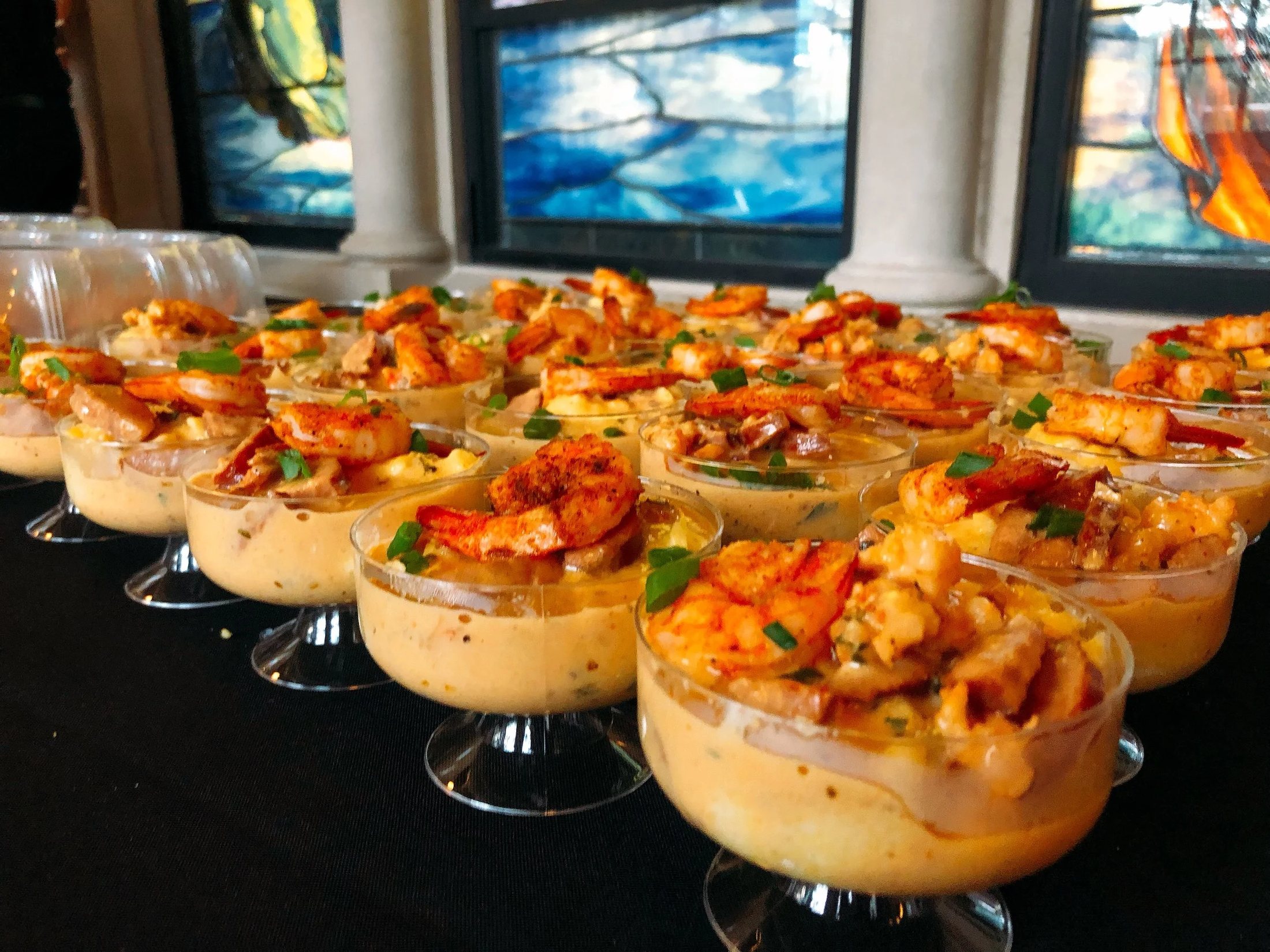 Identical New Orleans shrimp portions produced at volume