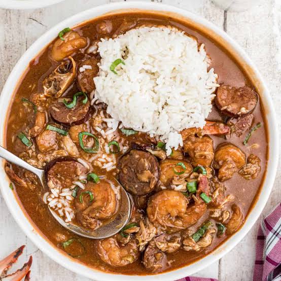 Seafood gumbo — dark roux, Gulf shrimp, crab